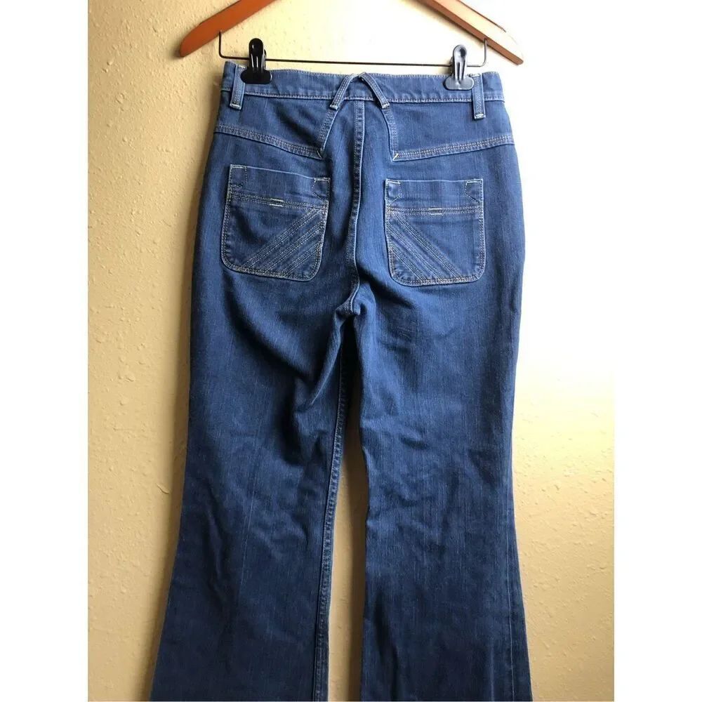 Bebe Flare Jeans Womens 28 Blue Stretch Denim High Waist USA - Picture 6 of 14